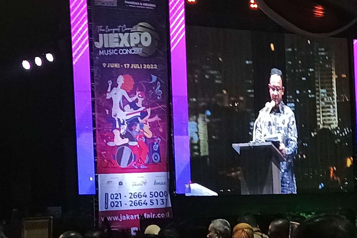 Gubernur DKI Jakarta Anies Baswedan saat pembukaan acara Jakarta Fair 2022 di Kemayoran, Jakarta Pusat, Kamis (9/6/2022).