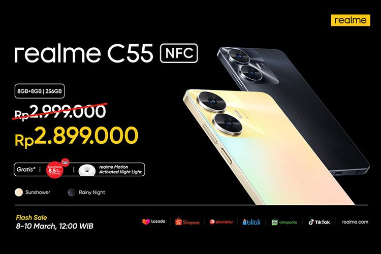 Smartphone realme C55 NFC sekaligus menjadi strategi baru realme pada lini C Series. Sesuai namanya, yakni C for Champion, realme pun konsisten menerapkan langkah kemenangan untuk C Series yang dihadirkan. 