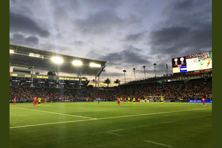 Laga Arsenal vs Bayern Muenchen berlangsung di Dignity Health Sports Park, 17 Juli 2019 waktu AS. 