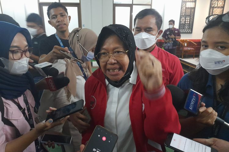 Menteri Sosial Tri Rismaharini di Sekolah Partai PDI-P, Lenteng Agung, Jakarta, Kamis (22/9/2022).