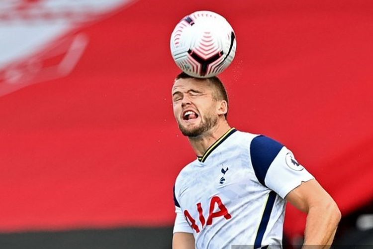 Aksi Eric Dier pada laga putaran kelima Piala Liga Inggris antara Tottenham Hotspur dan Chelsea di Stadion Tottenham, Selasa (29/9/2020) atau Rabu dini hari WIB.