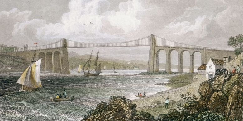 Ilustrasi Jembatan Menai pada 1830