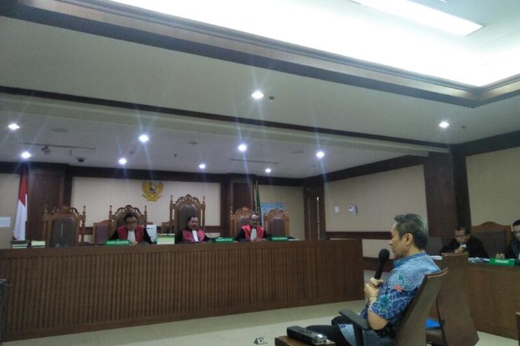 Sidang Permeriksaan Terdakwa Dugaan Suap Pengadaan Semi Baggage Handling System (BHS) yang Juga Mantan Direktur Keuangan Angkasa Pura (AP) II Andra Y Agussalam di Pengadilan Negeri Jakarta Pusat, Senin (9/3/2020)