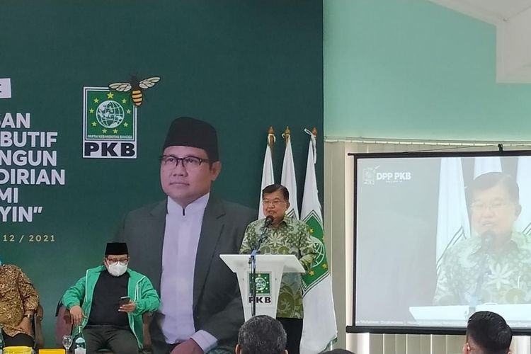 Mantan Wakil Presiden RI ke-10 dan ke-12 Jusuf Kalla (JK) di Kantor DPP PKB, Jakarta Pusat, Kamis (2/12/2021).