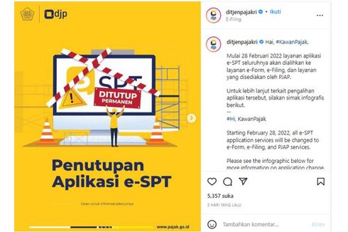 Mulai Akhir Bulan, Lapor SPT Tahunan Tak Bisa Lewat e-SPT, Ini Gantinya