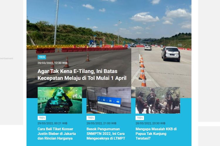 [POPULER TREN] Batas Kecepatan Melaju di Tol Mulai 1 April | Cara Mengecek Pengumuman SNMPTN 2022