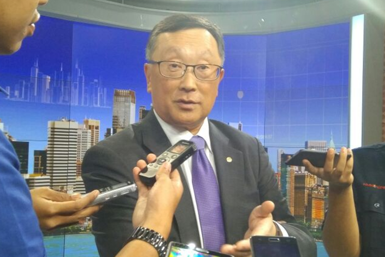 CEO BlackBerry, John Chen, Kamis (10/8/2017), usai mengisi acara bertajuk Inspirato, di SCTV Tower, Jakarta. 