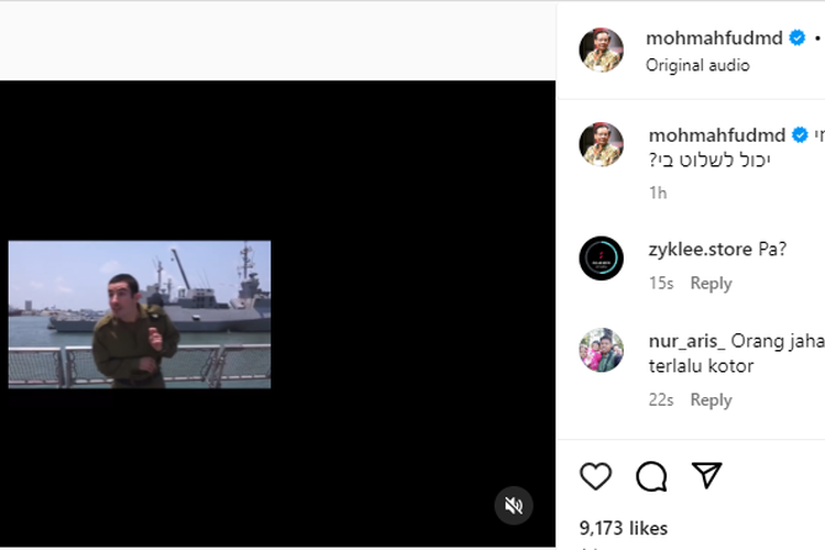 Akun Instagram Menko Polhukam Mahfud MD diretas.