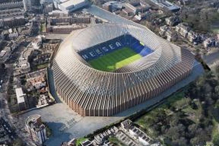 Stamford Bridge, stadion Chelsea akan direnovasi dengan meingkatkan kapasitas penonton hingga 60.000 kursi
