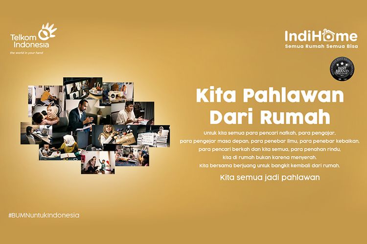 Poster kampanye #PahlawanDariRumah IndiHome 