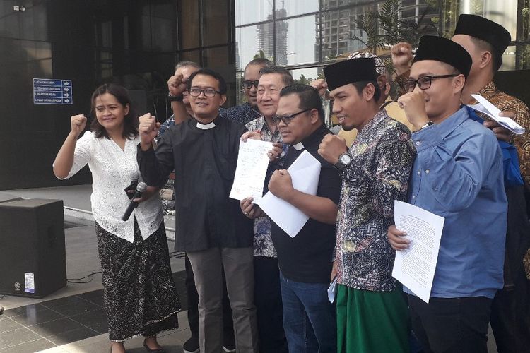 Tokoh lintas agama menyatakan dukungannya terhadap KPK dan menolak revisi UU KPK di Gedung Merah Putih KPK, Selasa (10/9/2019).