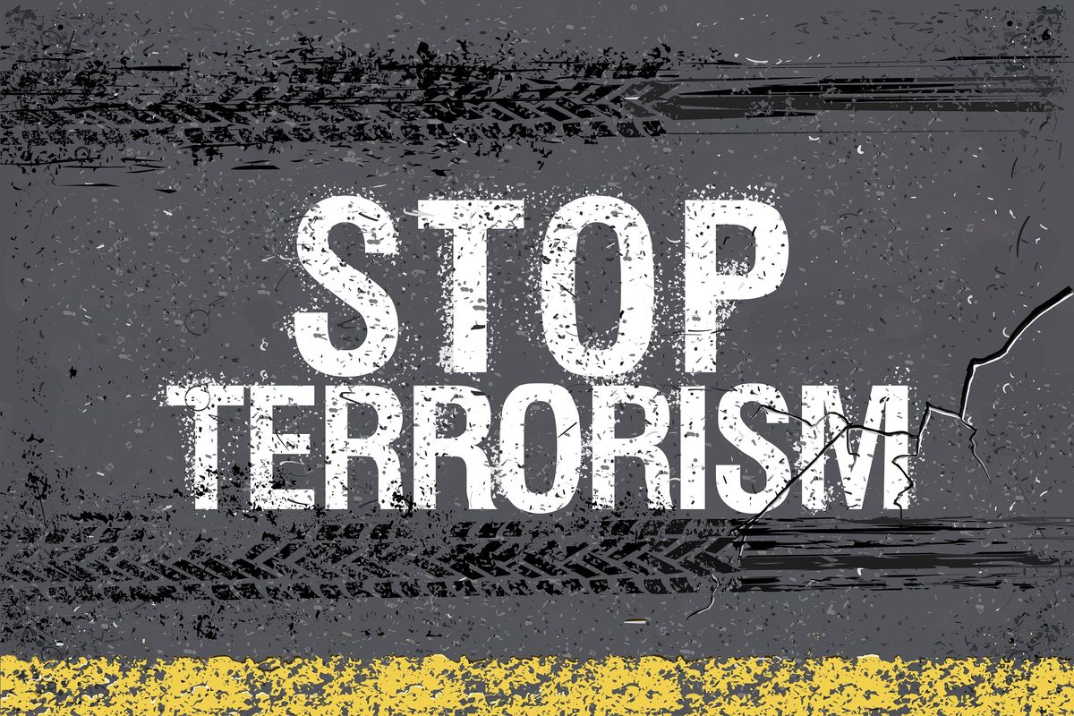 An illustration of stop terrorism. 