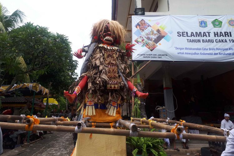 Ogoh-ogoh di Pura Agung Wira Satya Bhuana, Rabu (6/3/2019).