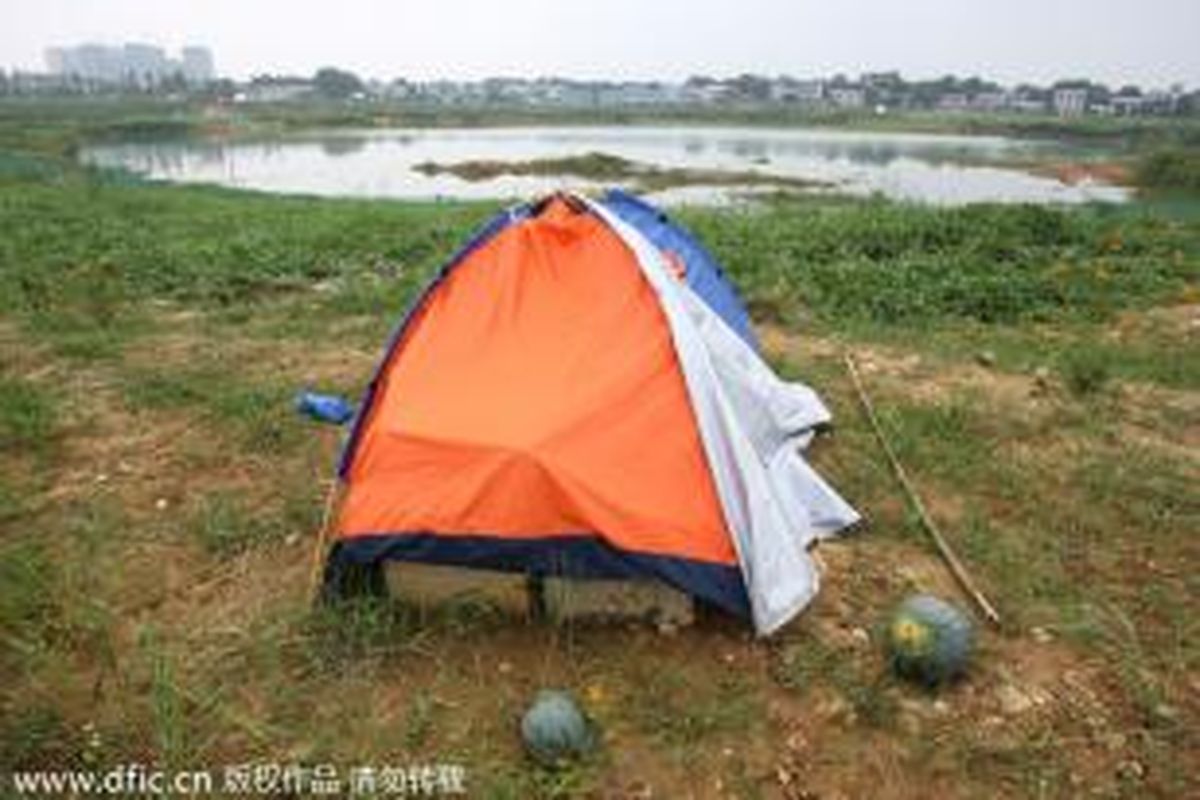 Situs Sky City, Hunan, Tiongkok, berubah jadi ladang semangka.