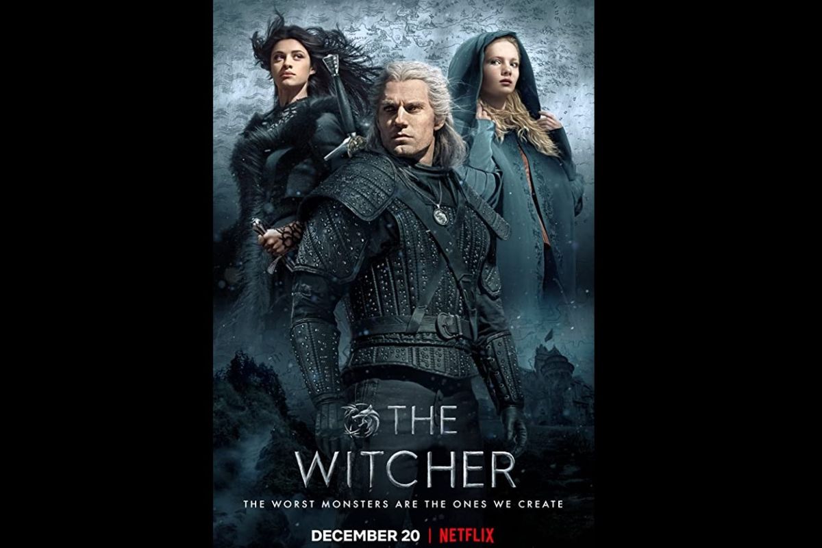 Henry Cavill, Freya Allan dan Anya Chalotra dalam serial drama fantasi The Witcher (2019).