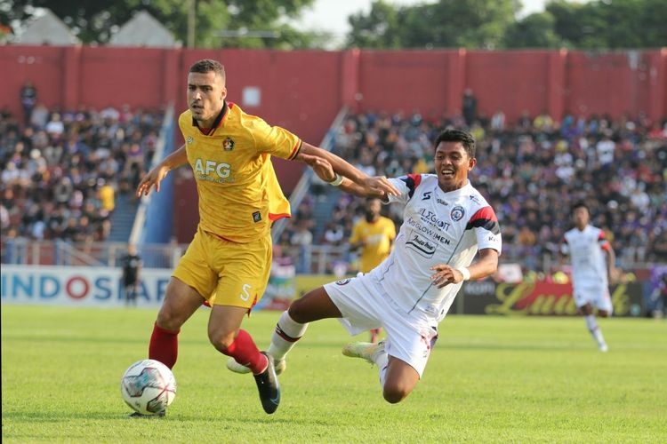 Suasana laga Liga 1 2022-2023 Persik Kediri vs Arema FC di Stadion Brawijaya, Kediri, pada Sabtu (17/9/2022).