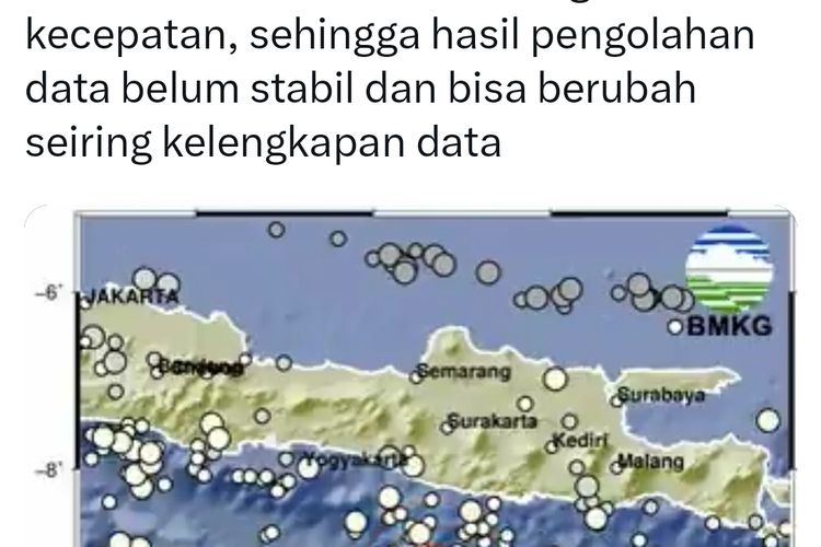 Gempa bumi dengan magnitudo 6.1 terbaru saja terjadi di Barat daya Pacitan Jawa Timur. Meski demikian, gempa tersebut terasa kuat hingga Kabupaten Purworejo Jawa Tengah. 