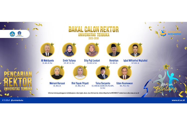 Universitas Terbuka Umumkan Bakal Calon Rektor Periode 2025–2030