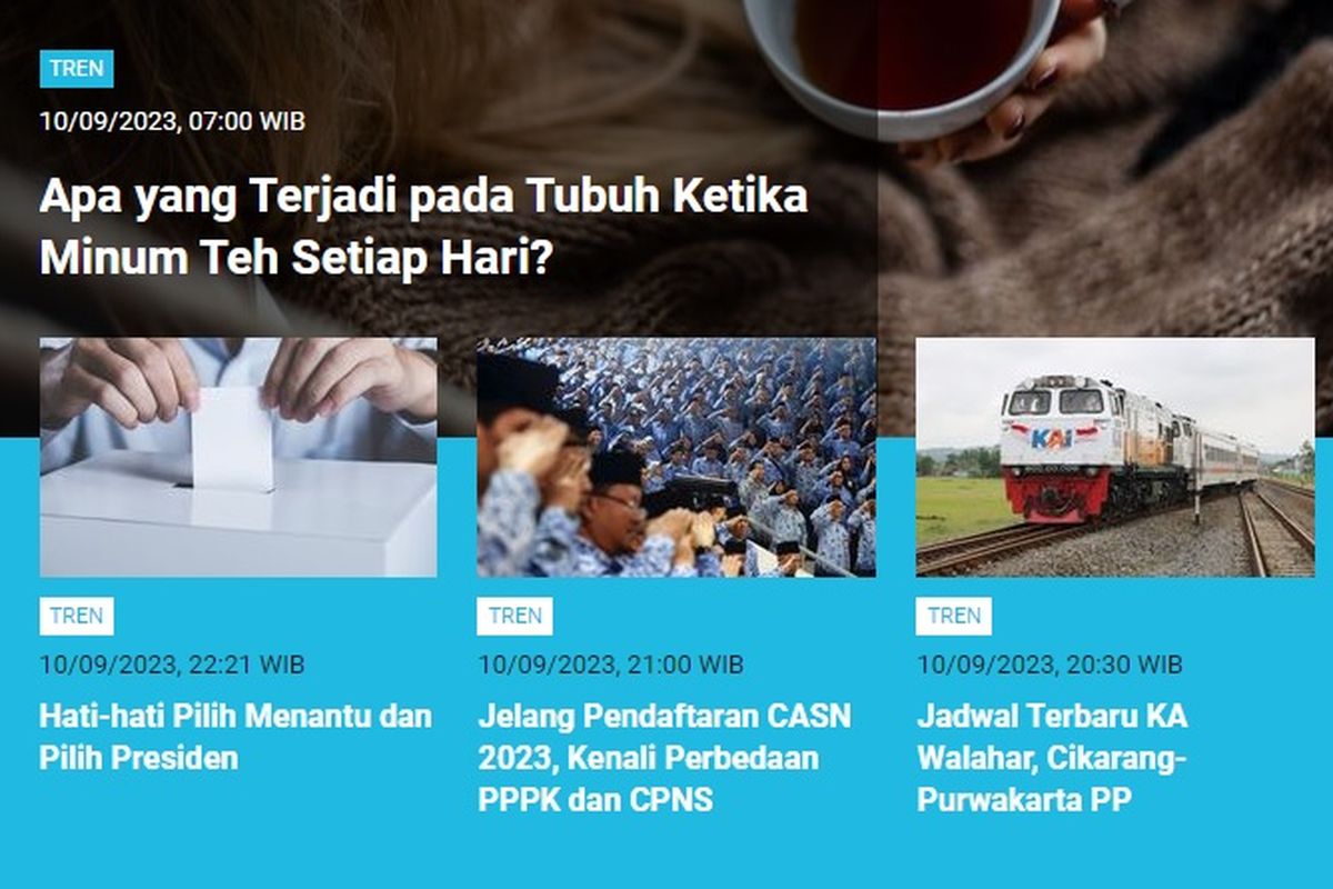 Populer kanal Tren Senin, 11 September 2023.