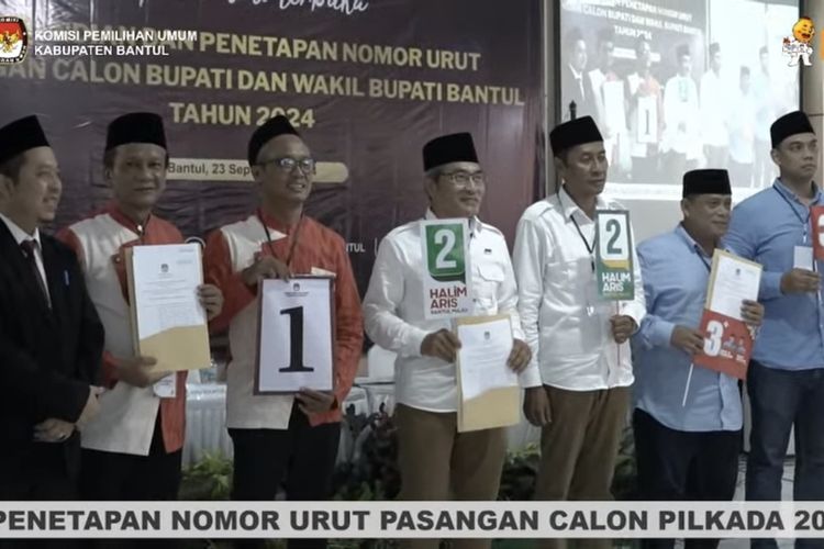 Calon bupati dan wakil bupati Bantul yang maju dalam Pilkada 2024. 