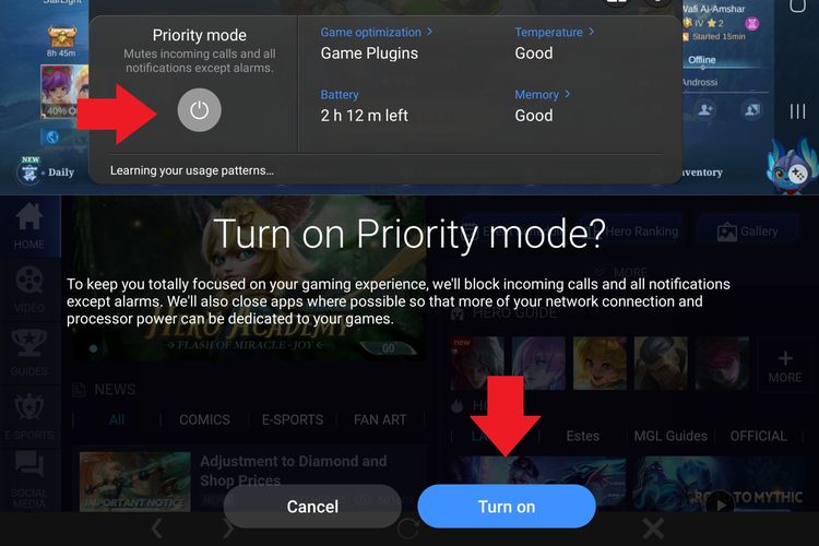 Ilustras Priority Mode di Game Booster Galaxy A34 5G.