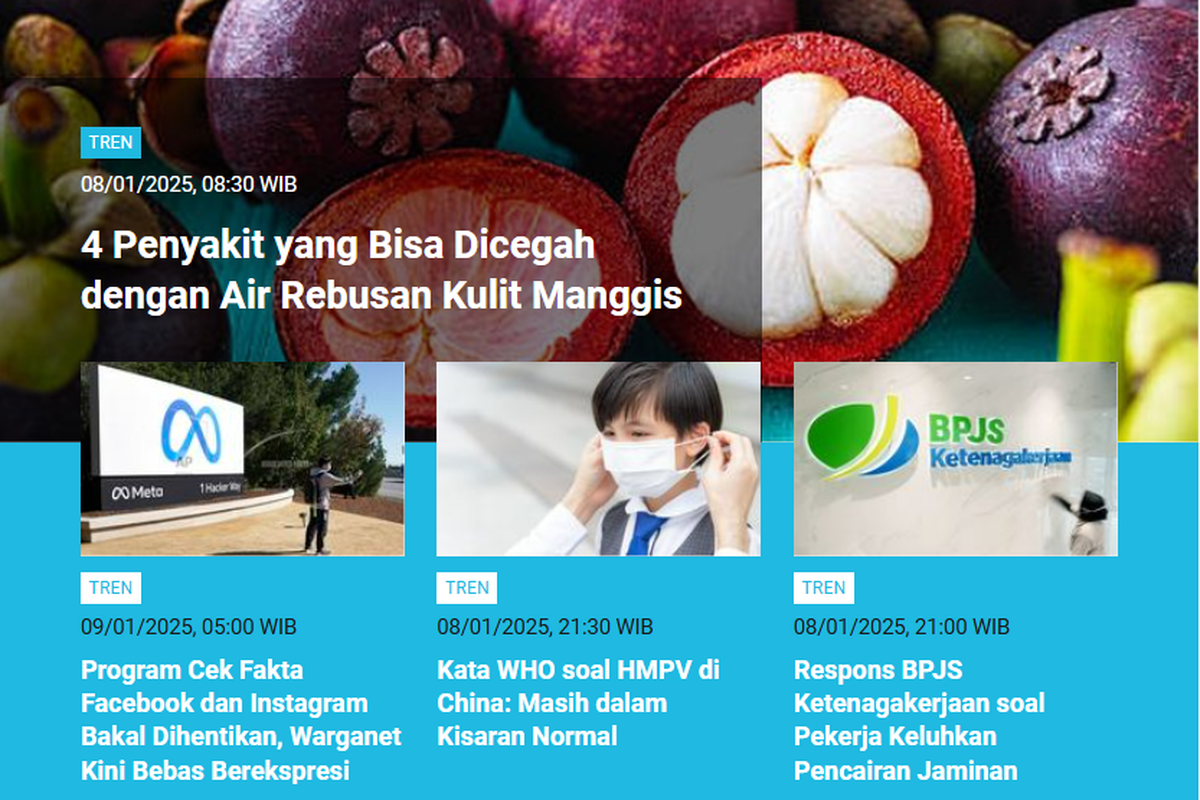Artikel yang memuat sejumlah penyakit yang diyakini bisa dicegah dengan air rebusan kulit menggis memuncaki daftar Populer Tren kali ini.