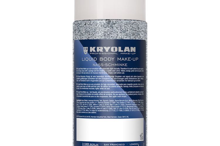 Cat yang aman untuk kulit merek Kryolan varian Liquid Body Make-up.