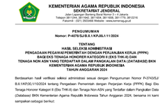 Link dan Cara Cek Pengumuman Hasil Administrasi PPPK Kemenag 2024