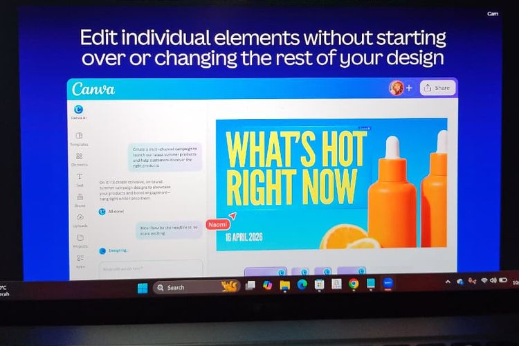 Ilustrasi fitur Layered object intelligence di Canva yang memungkinkan pengguna mengedit obyek tertentu secara akurat, dari gambar statis yang sudah jadi.