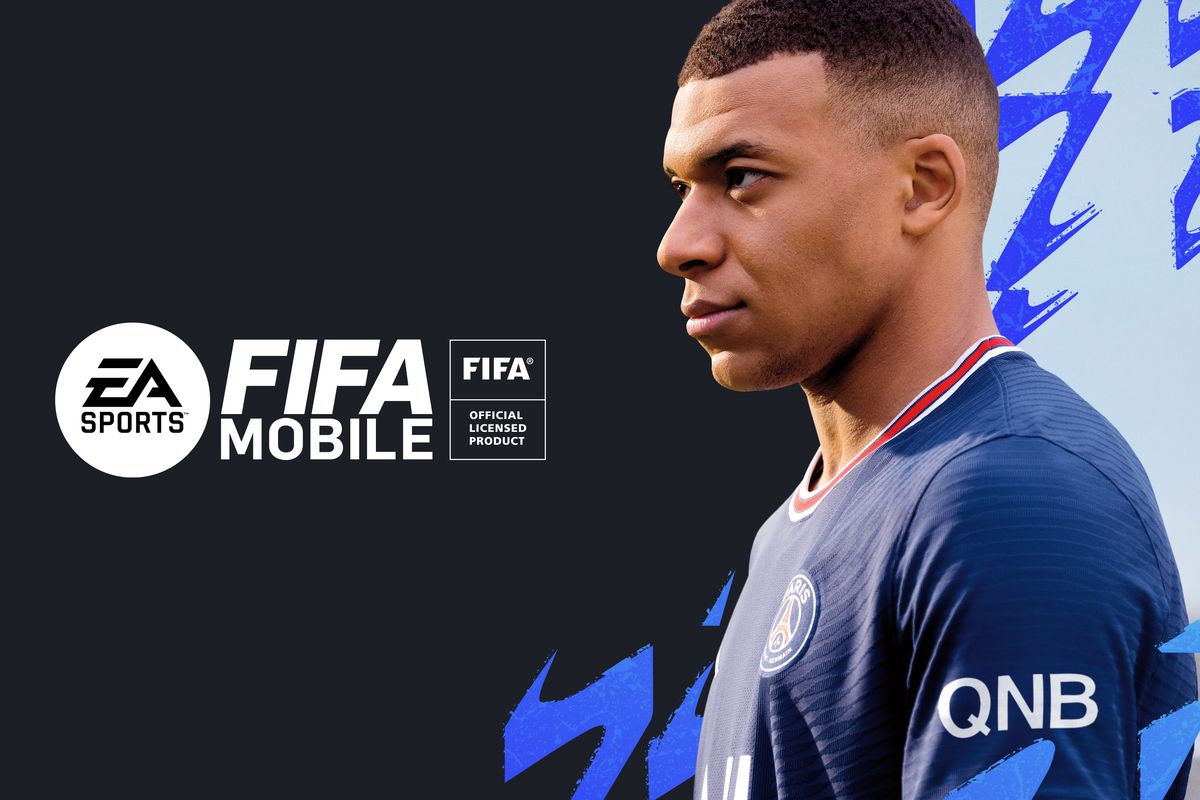 Cover FIFA Mobile 22, dengan menampilkan sosok penyerang Paris Saint-Germain (PSG) Kylan Mbappe.  