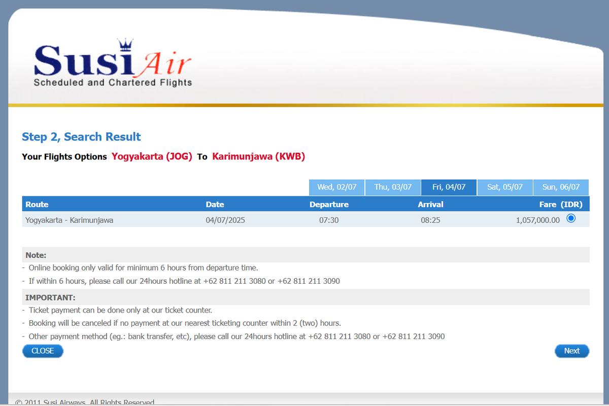 Harga tiket pesawat Susi Air rute Yogyakarta-Karimunjawa dibanderol mulai Rp 1,4 jutaan sekali jalan.