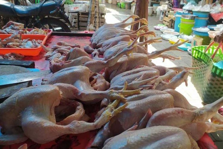 MASIH TINGGI: Harga ayam di pasar tradisional Kota Semarang, Jawa Tengah masih tinggi pascalebaran 2024. 