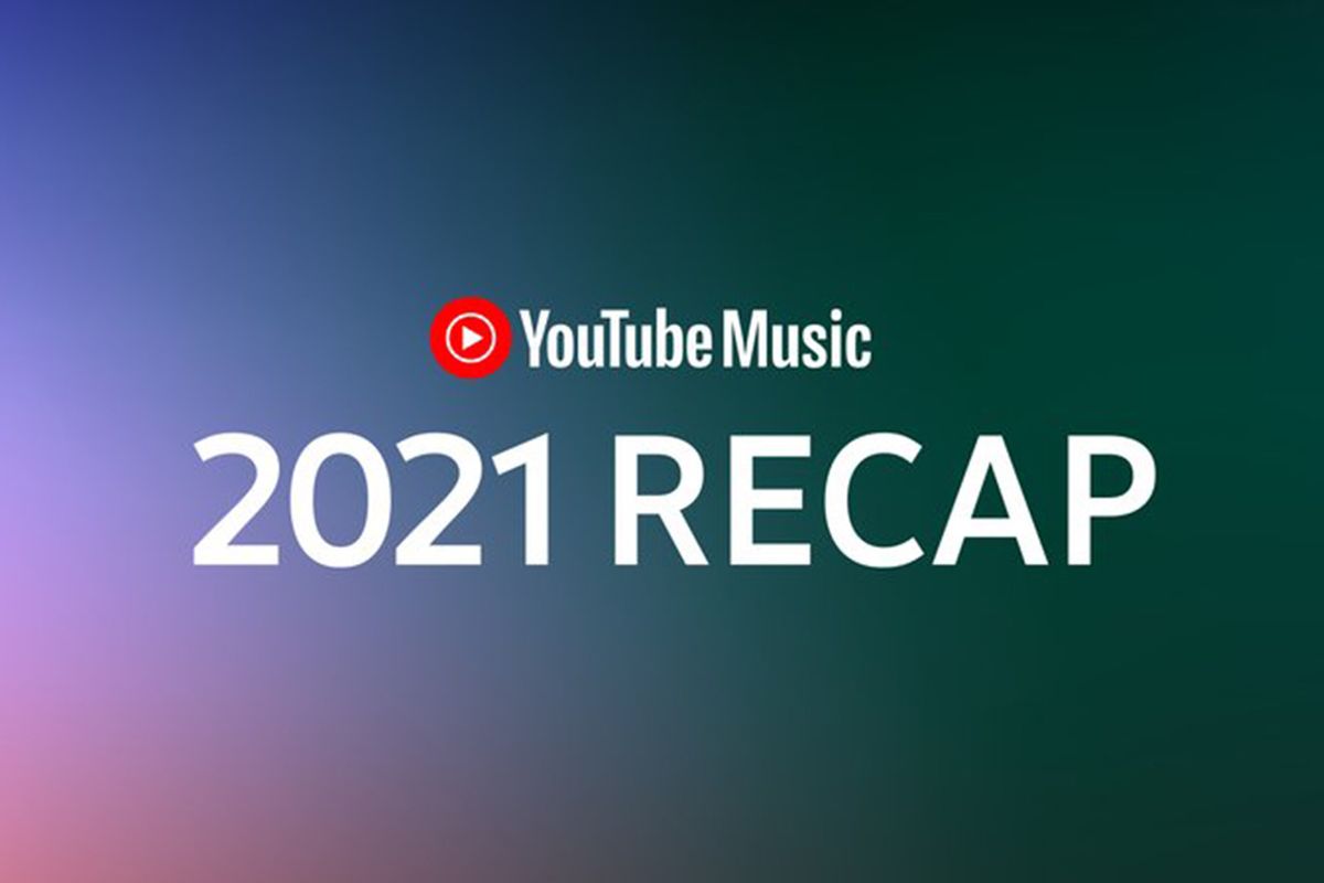 Ilustrasi fitur rekap musik tahunan di aplikasi YouTube Music 2021Recap.