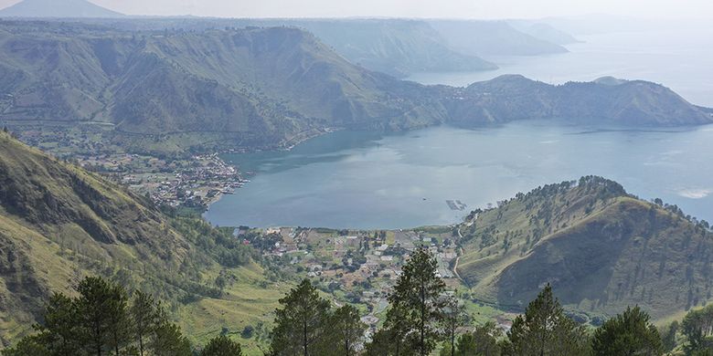 An aerial view of one of Indonesia's tourist destinations namely Simalem in Lake Toba, North Sumatera. Lake Toba is one of the super-priority tourism destinations in the country.  