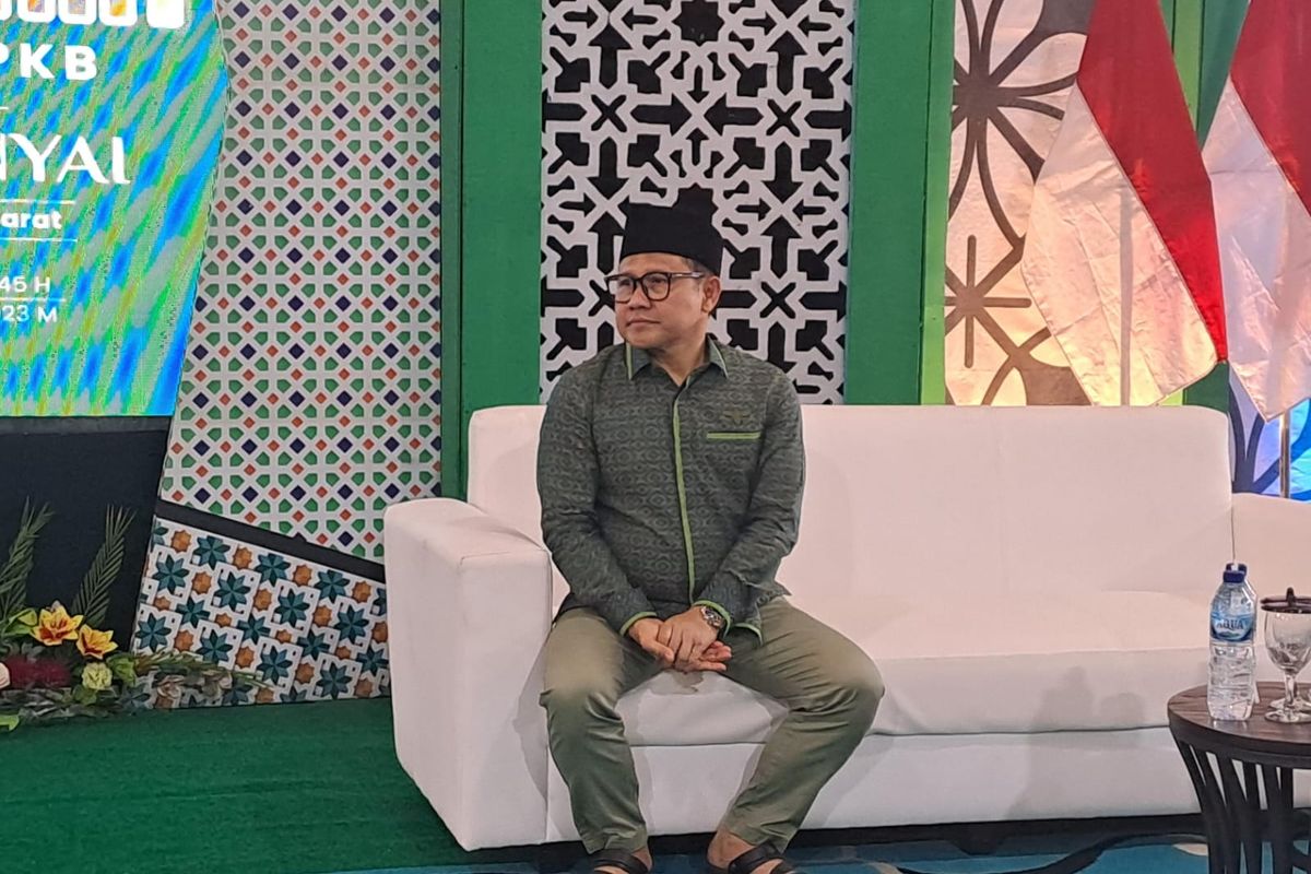 Ketua Umum PKB Muhaimin Iskandar (Cak Imin) di Pondok Pesantren Al Aqobah Tebuireng, Jombang, Jawa Timur, Minggu (10/9/2023). 