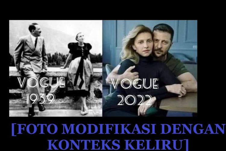 Beredar foto modifikasi yang memperlihatkan Adolf Hitler dan Eva Braun menjadi cover majalah Vogue pada 1939.