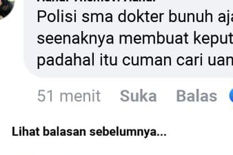 Postingan H dinilai mengandung ujaran kebencian.