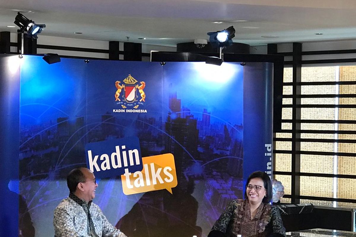 Menteri Keuangan Sri Mulyani saat di Menara Kadin, Jakarta, Jumat (2/8/2019).