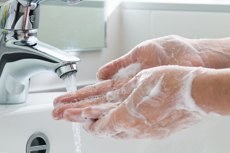 Cuci tangan terlebih dahulu sebelum Anda mengolah bahan makanan.