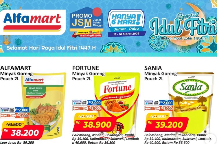 Promo Alfamart Hari Ini 18 Maret 2026, Minyak Goreng Harga Hemat Hari Terakhir