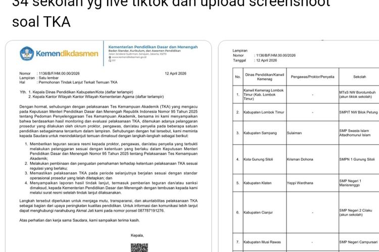 Viral Pengawas SMP di Depok Unggah Soal TKA ke Medsos