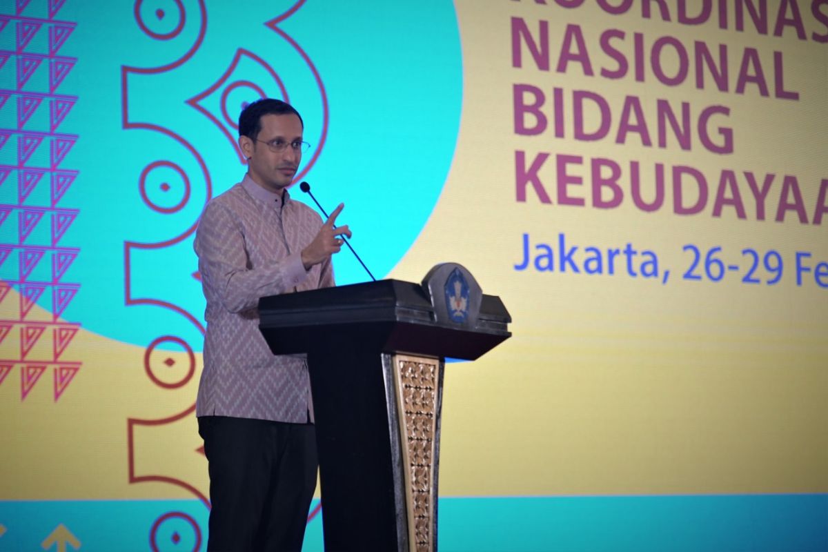 Mendikbud Nadiem Makarim menyinggung soal pendidikan karakter dan juga masalah bullying saat menghadiri Rakornas Bidang Kebudayaan di Jakarta (26/2/2020).