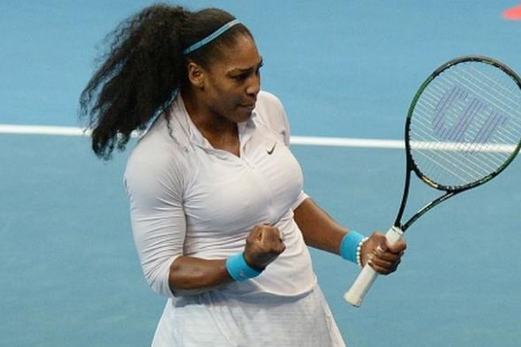 Salah satu ekspresi Serena Williams saat tampil di  Premier Tennis League di Manila, awal Desember lalu. 