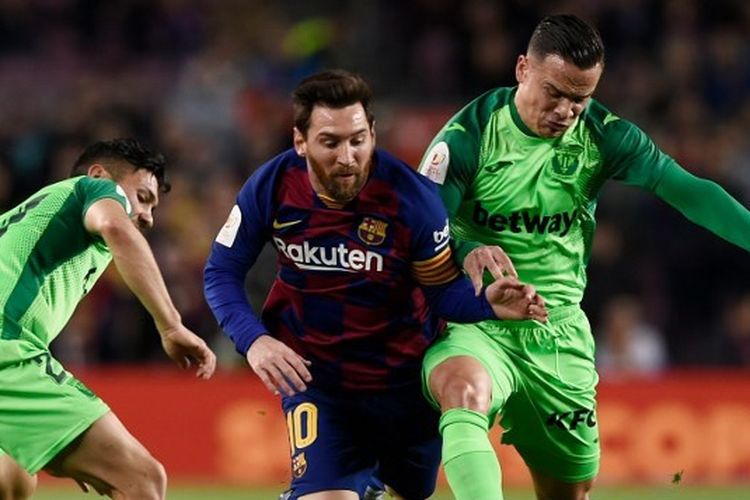 Lionel Messi kala melakoni laga melawan Leganes pada babak 16 besar Copa del Rey, Jumat (31/1/2020) dini hari WIB.