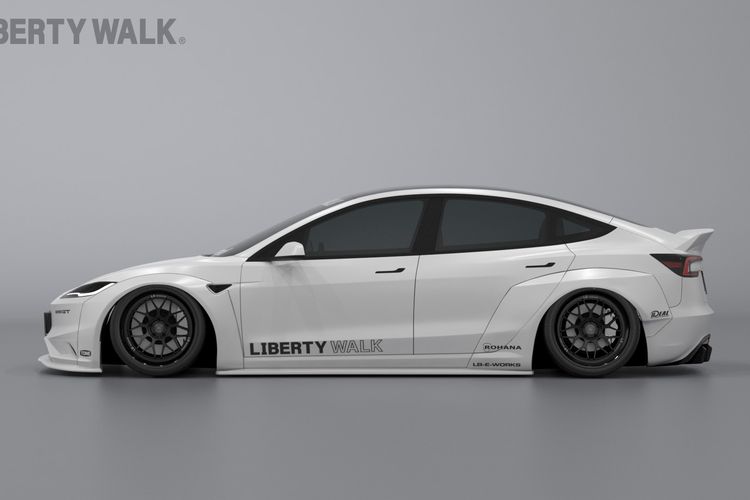 Tesla Model 3 dengan bodykit Liberty Walk