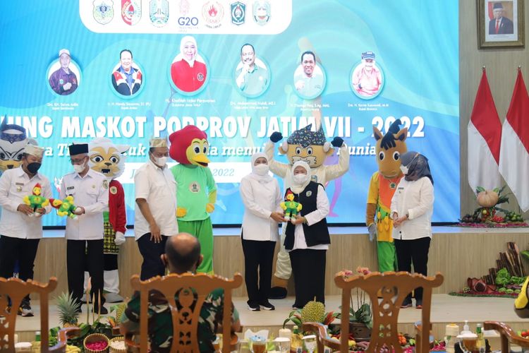 Kegiatan launching logo dan maskot  Pekan Olahraga Provinsi (Porprov) VII Jawa Timur 2022 di Pendopo Kabupaten Jember, Selasa (14/6/2022).