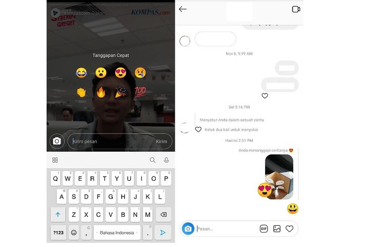 Fitur tanggapan cepat Instagram Stories