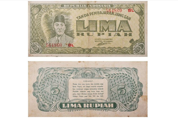 Bukan rupiah, mata uang pertama yang diterbitkan pemerintah indonesia adalah Oeang Repoeblik Indonesia (ORI)
