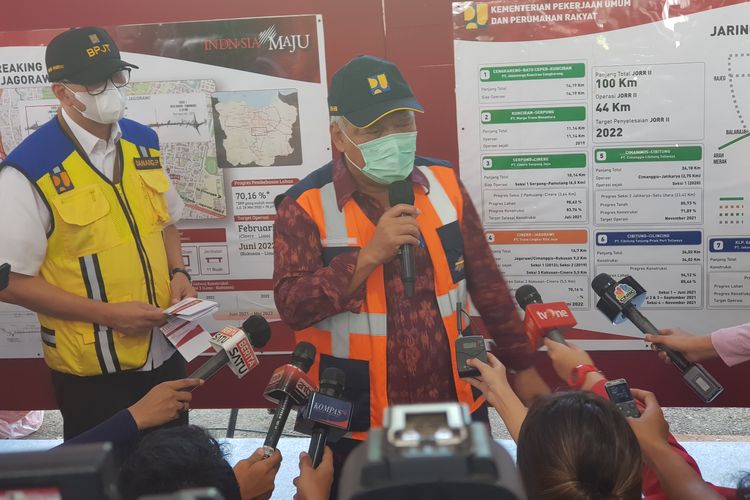 Menteri PUPR Basuki Hadimuljono saat groundbreaking Tol Cijago Seksi 3, Jumat (2805/2021)