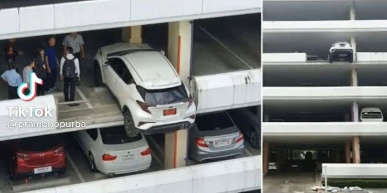 Mobil Toyota C-HR nyaris terjun bebas di Bangkok Thailand